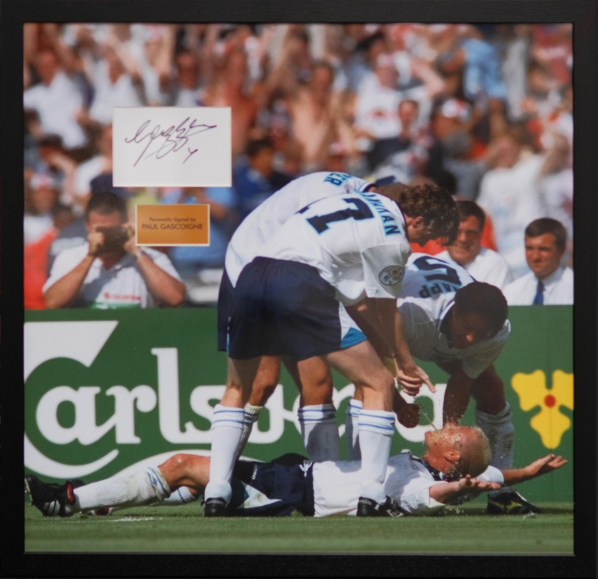 Paul Gascogine Signed White Card Framed Display - Memorabilia Framers Shop